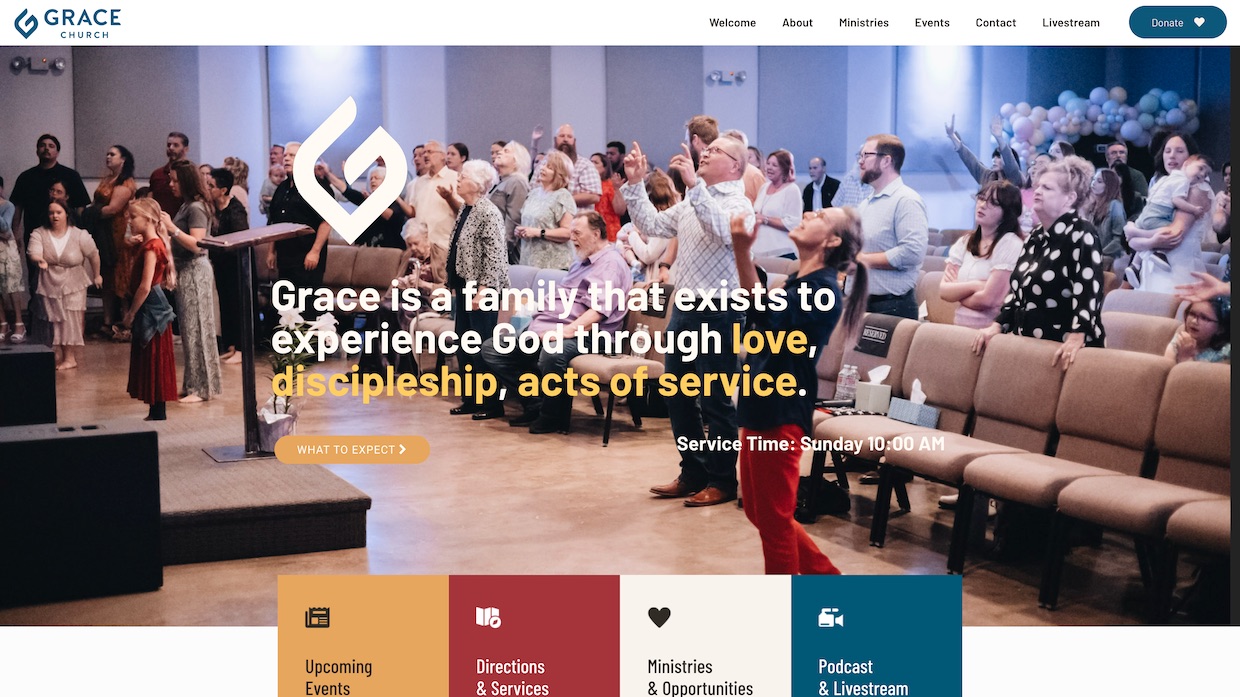 Voixly Web Design Portfolio 449 - Grace Church - Experience God through Love - [gracewillis.org]