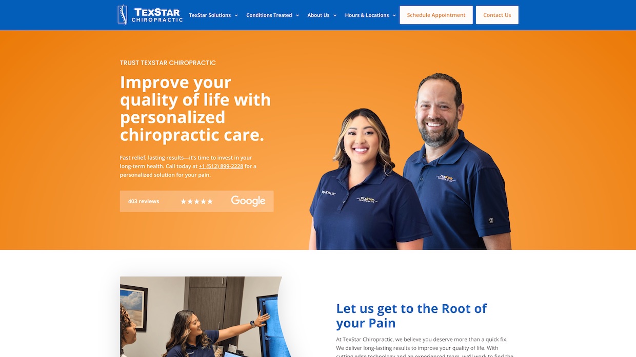 Voixly Web Design Portfolio 467 - Texstar Chiropractic - [texstarchiropractic.com]