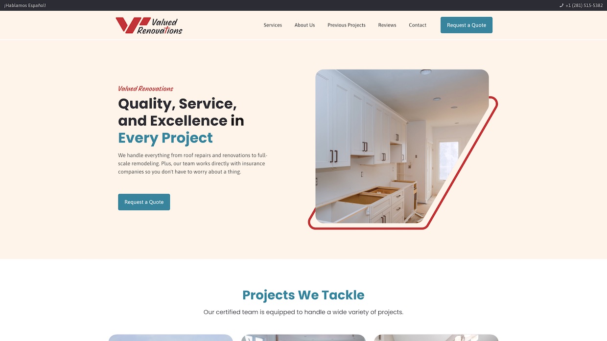 Voixly Web Design Portfolio 470 - Valued Renovations – Quality, Trusted Construction Partner in the H_ - [valuedrenovations.com]