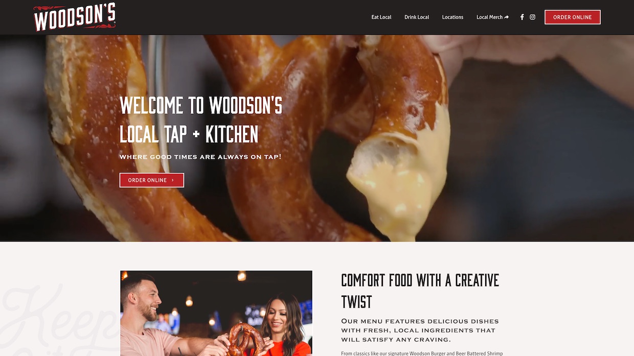Voixly Web Design Portfolio 473 - Woodson's Local Tap + Kitchen - [woodsonslocal.com]